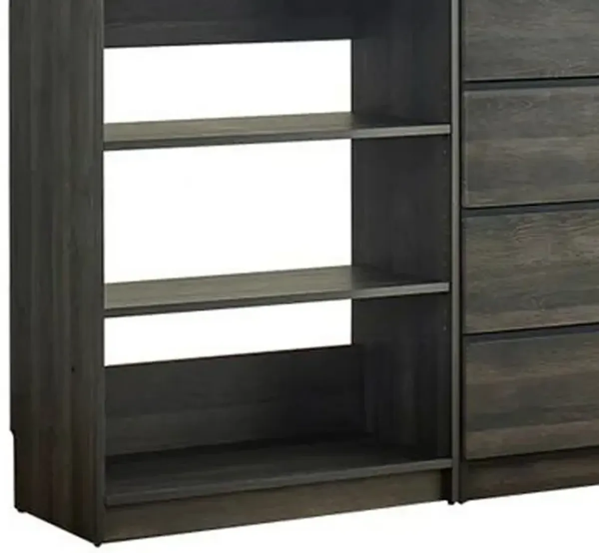 Dee Modular Freestanding Closet System, 4 Drawers, 5 Shelves, Dark Gray  - Benzara