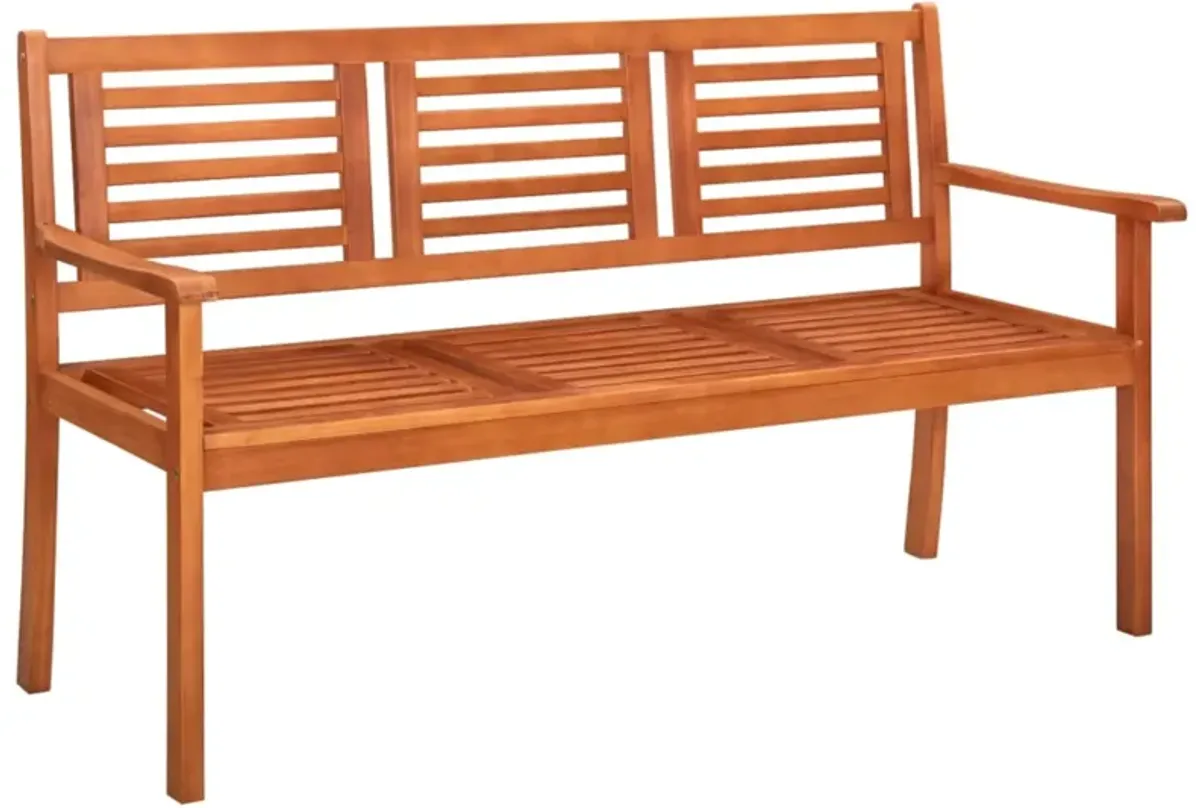 vidaXL 3-Seater Patio Bench 59.1" Solid Wood Eucalyptus