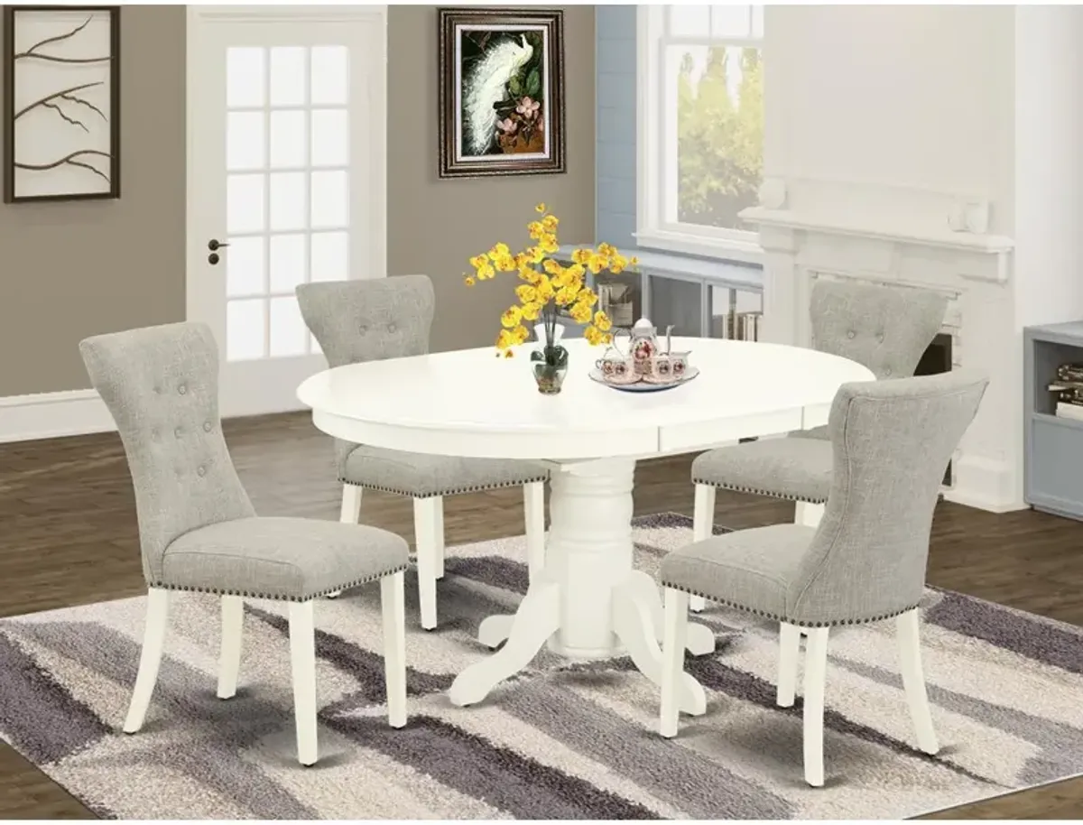 East West Furniture Dining Room Set Linen White, AVGA5-LWH-35