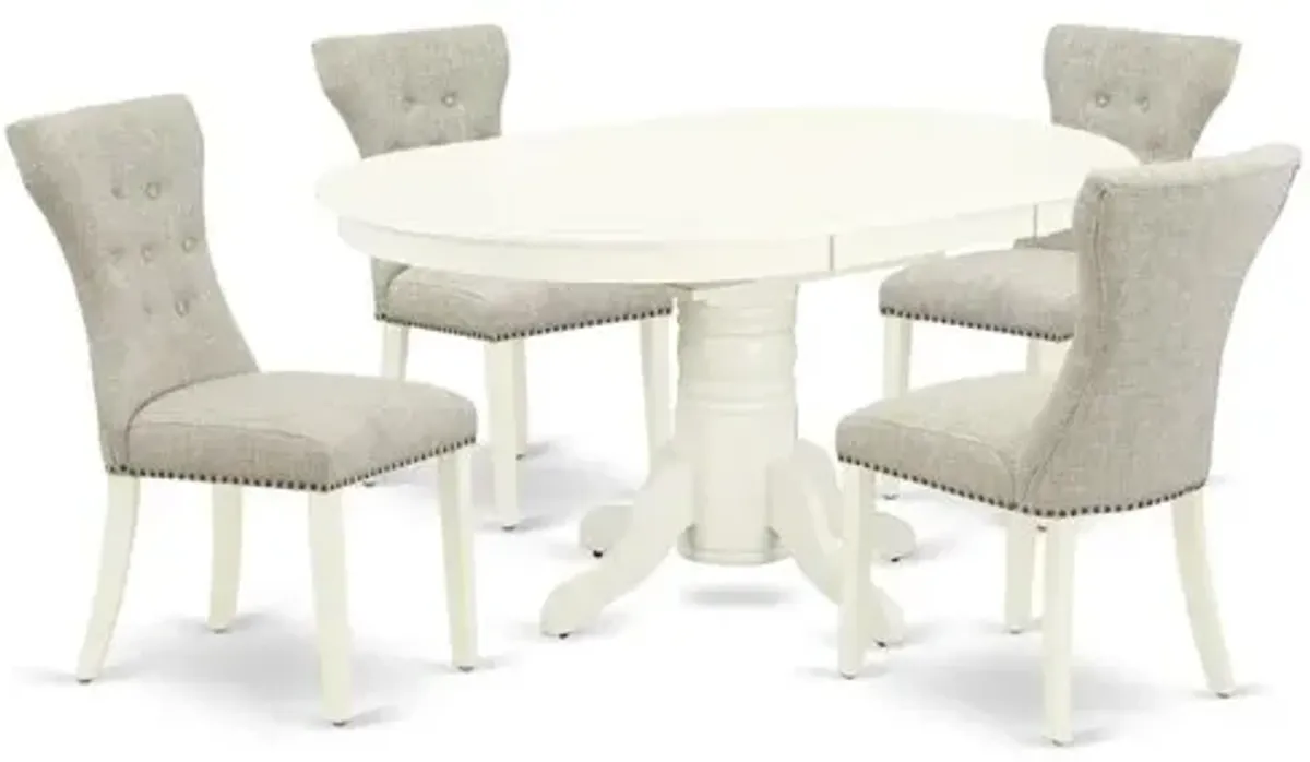 East West Furniture Dining Room Set Linen White, AVGA5-LWH-35