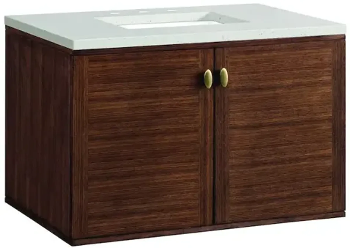 James Martin Vanities 36 Single Vanity, Mid-Century Walnut w/ 3 CM Lime Delight Top