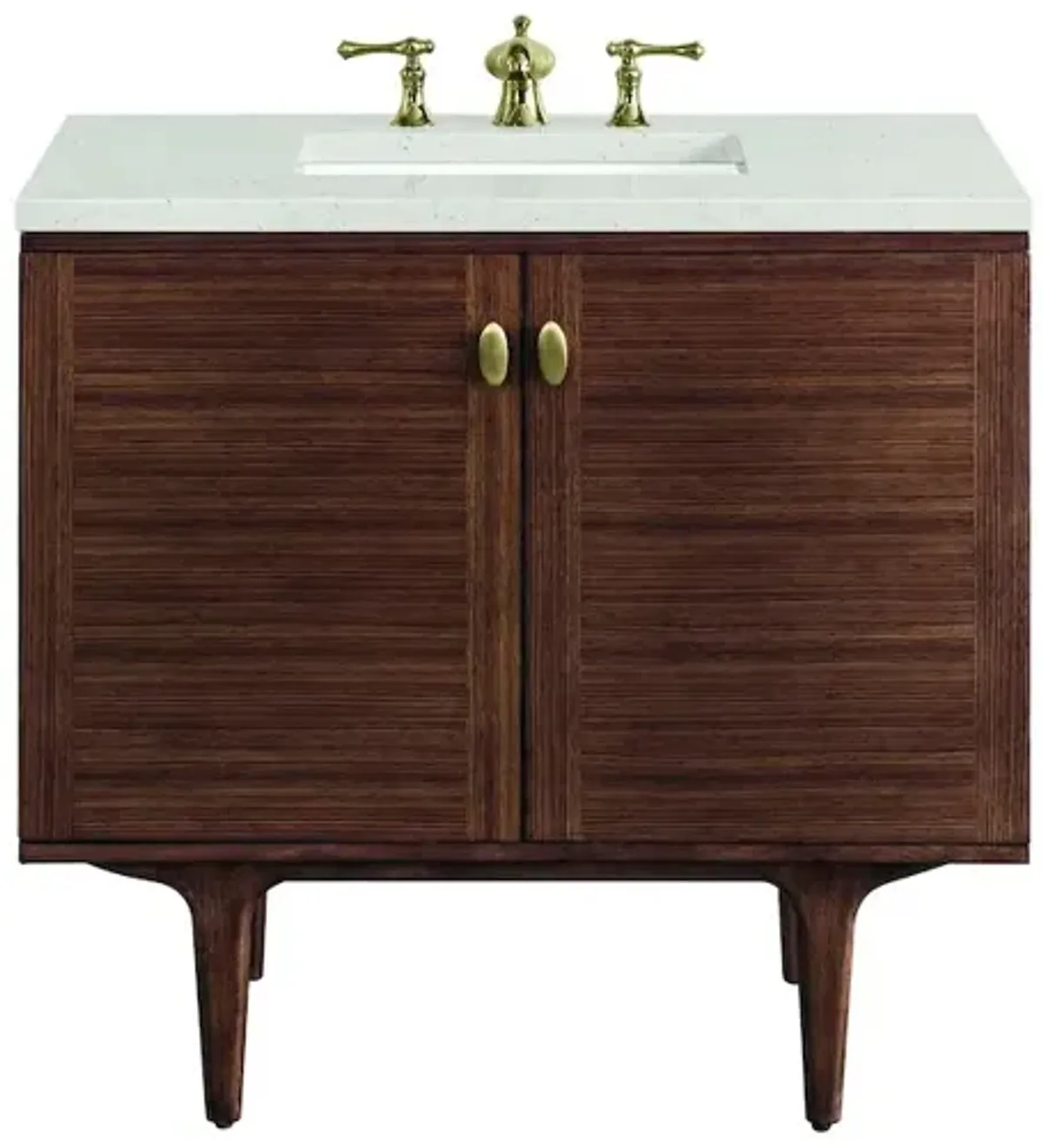 James Martin Vanities 36 Single Vanity, Mid-Century Walnut w/ 3 CM Lime Delight Top