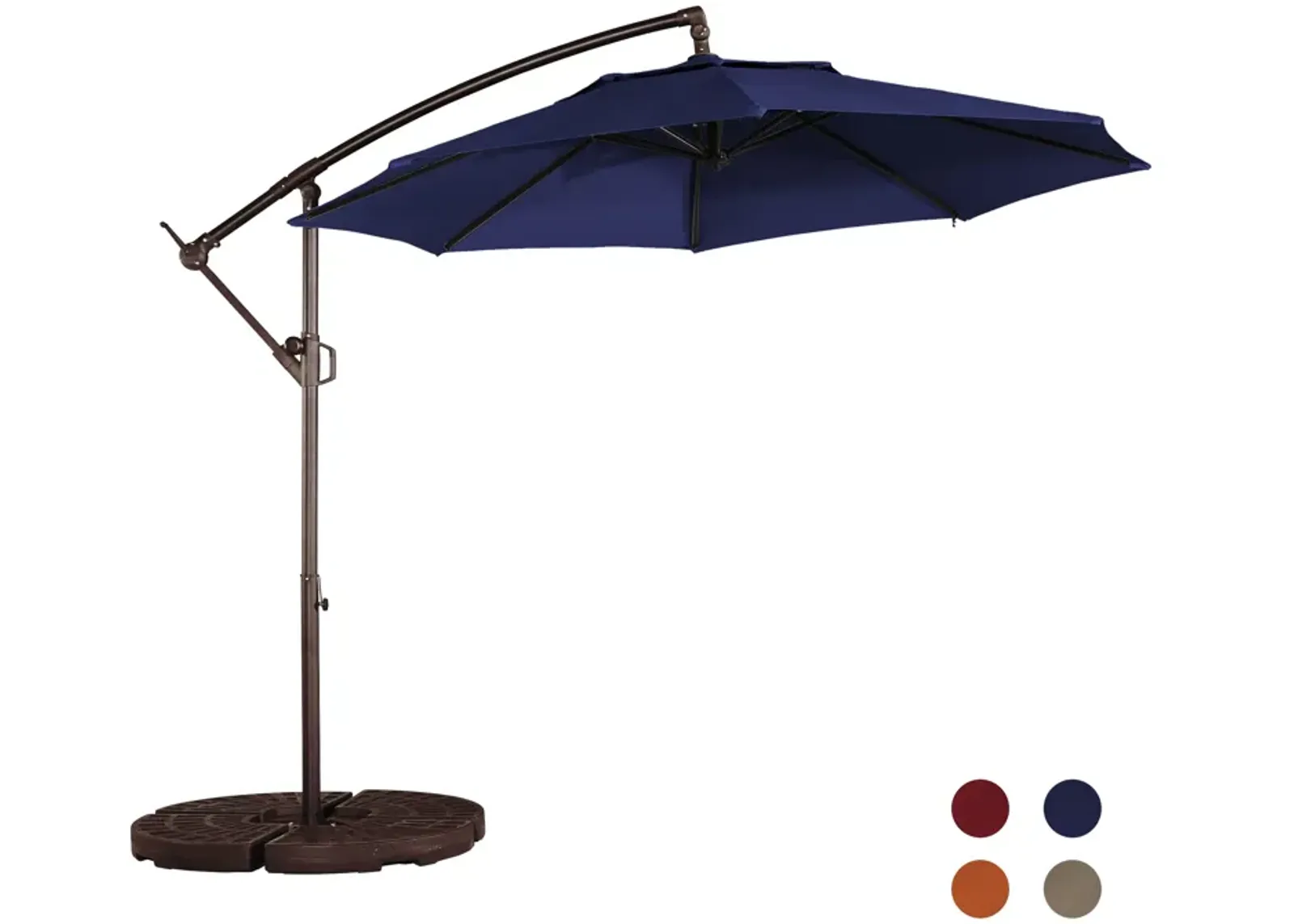 Mondawe 10 Ft Cantilever Patio Offset Umbrella Upgrade Crank Hanging Canopy Umbrella With LED Lamp Bead