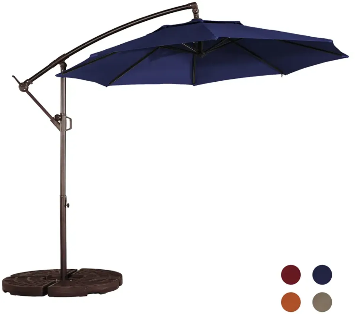 Mondawe 10 Ft Cantilever Patio Offset Umbrella Upgrade Crank Hanging Canopy Umbrella With LED Lamp Bead