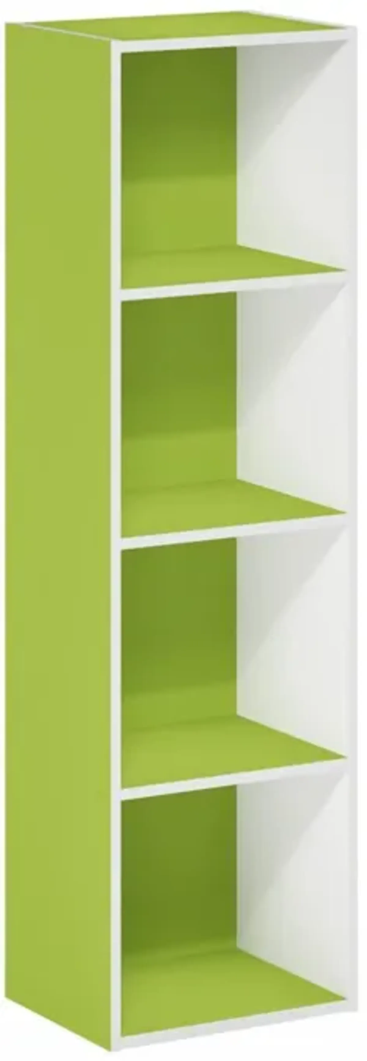 Furinno Luder Bookcase / Book / Storage, 4-Tier Cube, Green/White