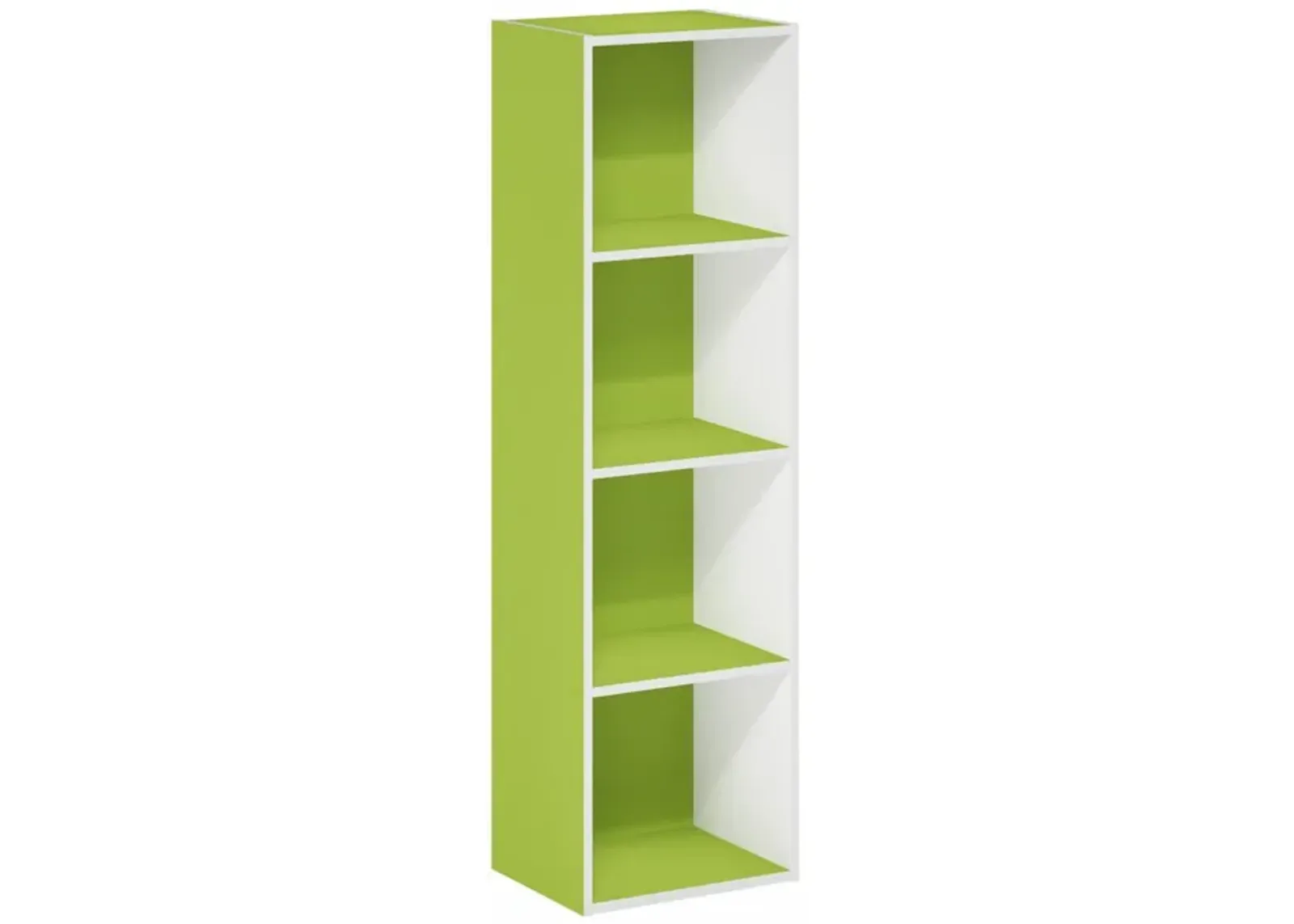 Furinno Luder Bookcase / Book / Storage, 4-Tier Cube, Green/White