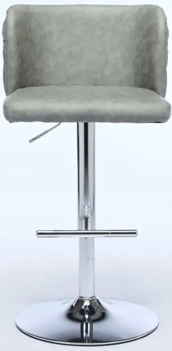 Streamdale Chrome Barstools with Adjustable Height and Tufted Upholstery (2-Piece)