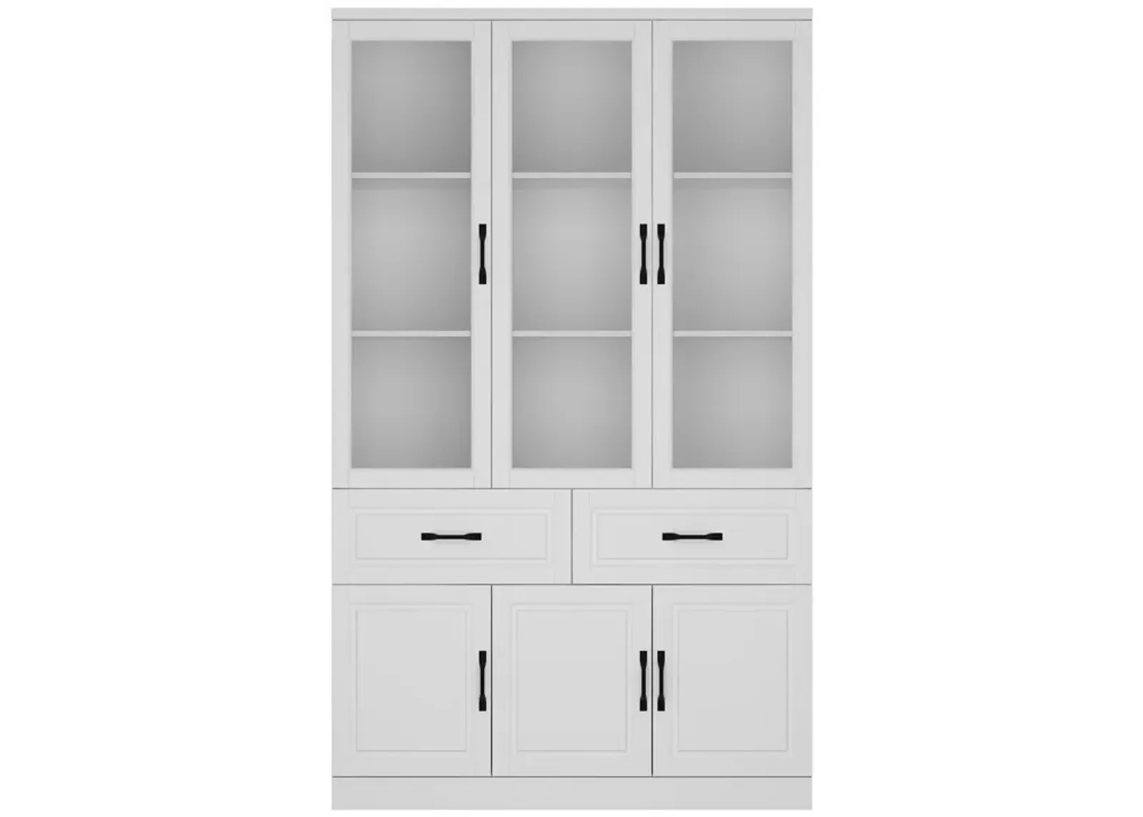 FUFU&GAGA Bookcase with Glass Doors, Drawers, and Storage Cabinets (47.2" W x 15.7" D x 78.7" H) White