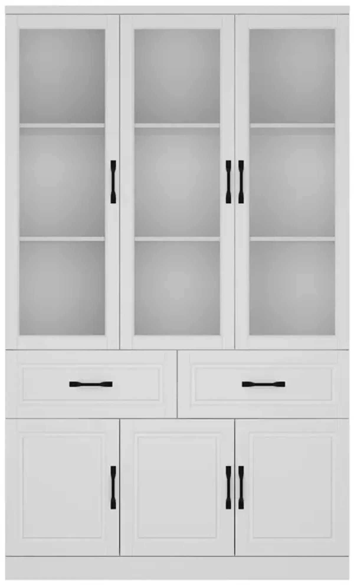 FUFU&GAGA Bookcase with Glass Doors, Drawers, and Storage Cabinets (47.2" W x 15.7" D x 78.7" H) White