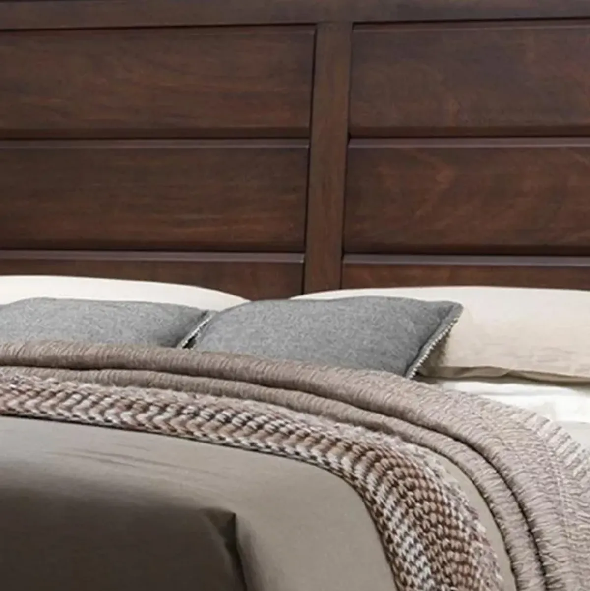 Raised Panel Design Wooden Eastern King Bed with Sleek Legs, Walnut Brown-Benzara