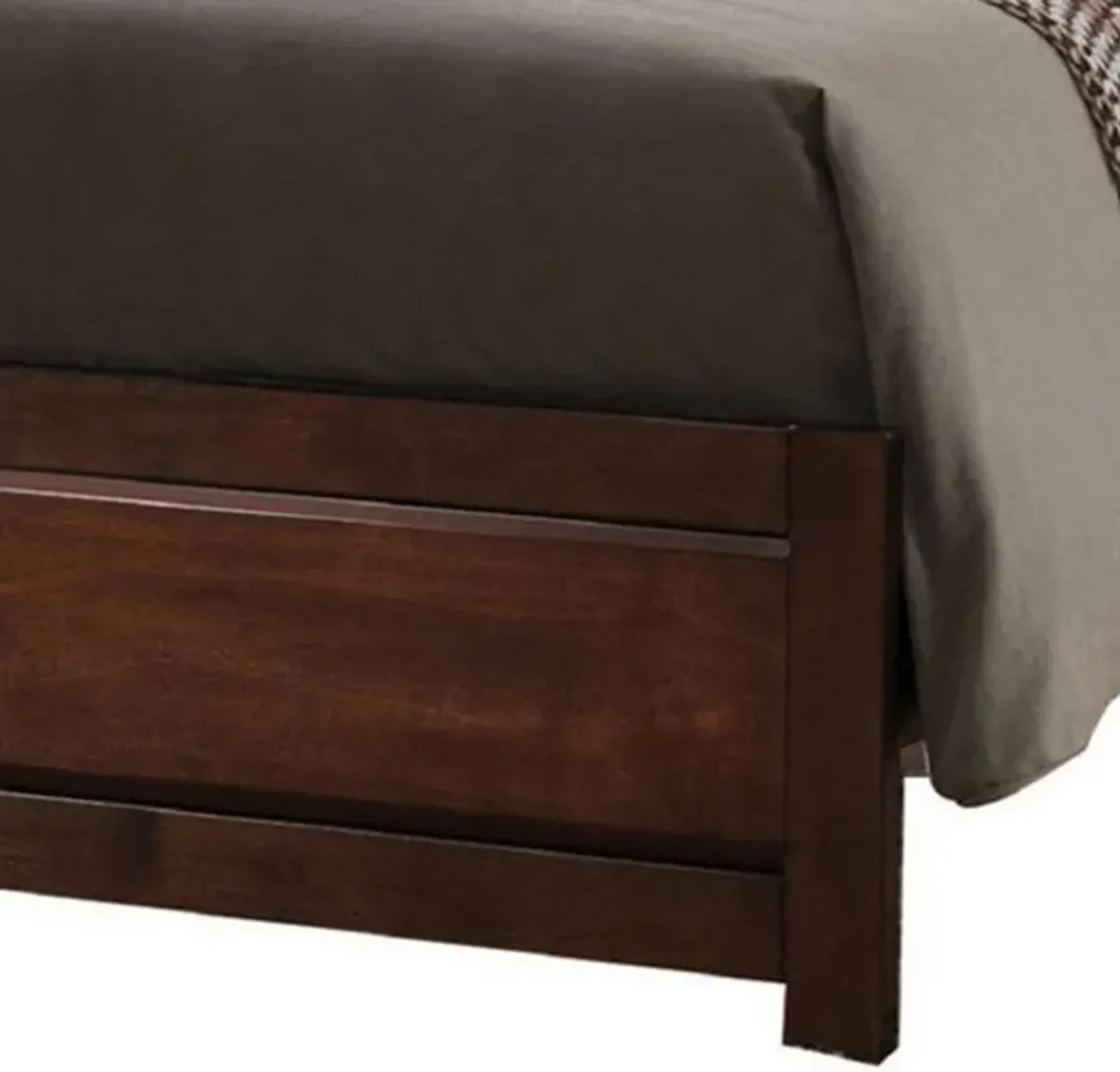 Raised Panel Design Wooden Eastern King Bed with Sleek Legs, Walnut Brown-Benzara