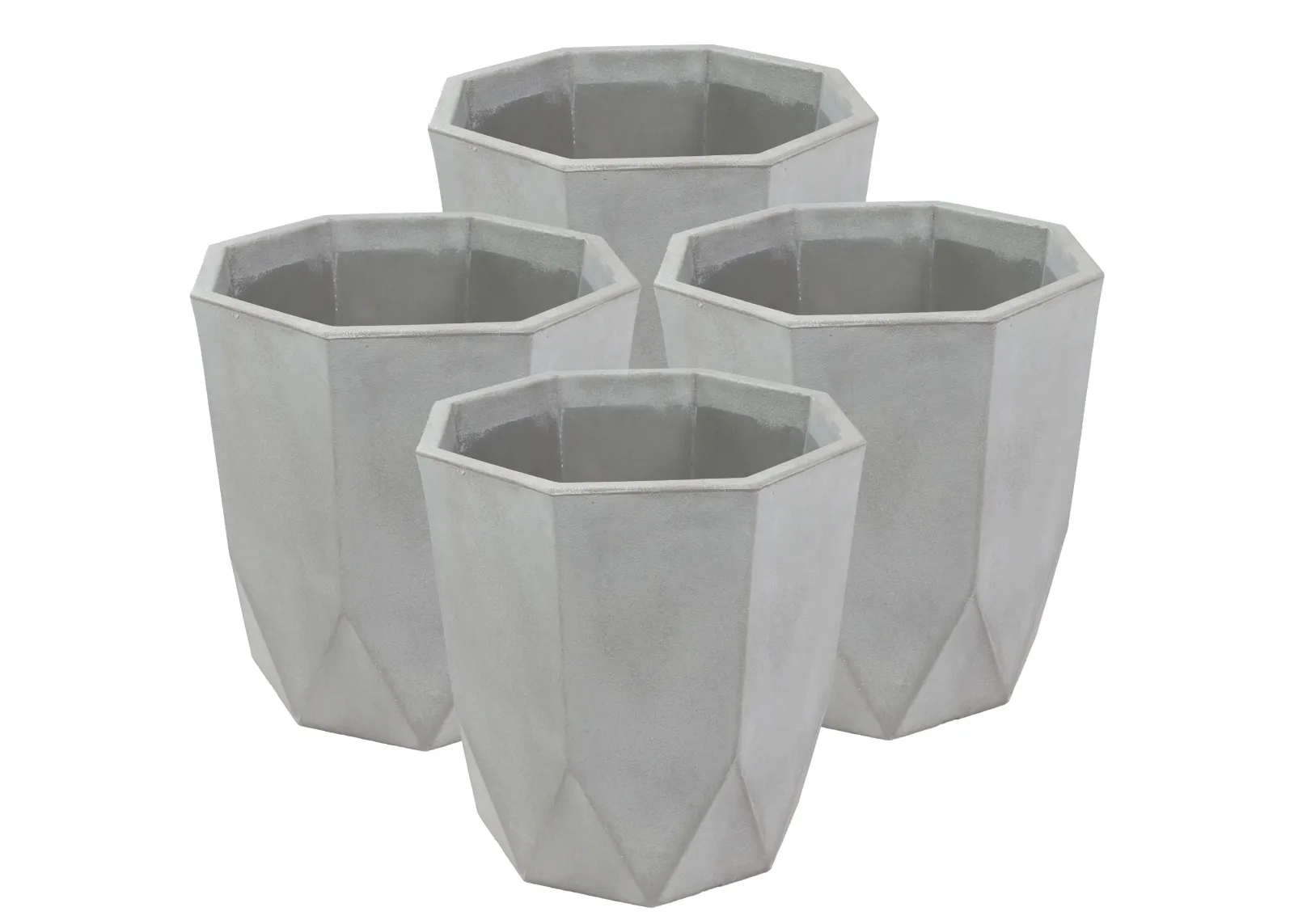 Sunnydaze Modern Faceted Polyresin Outdoor Planter - Gray - Set of 4