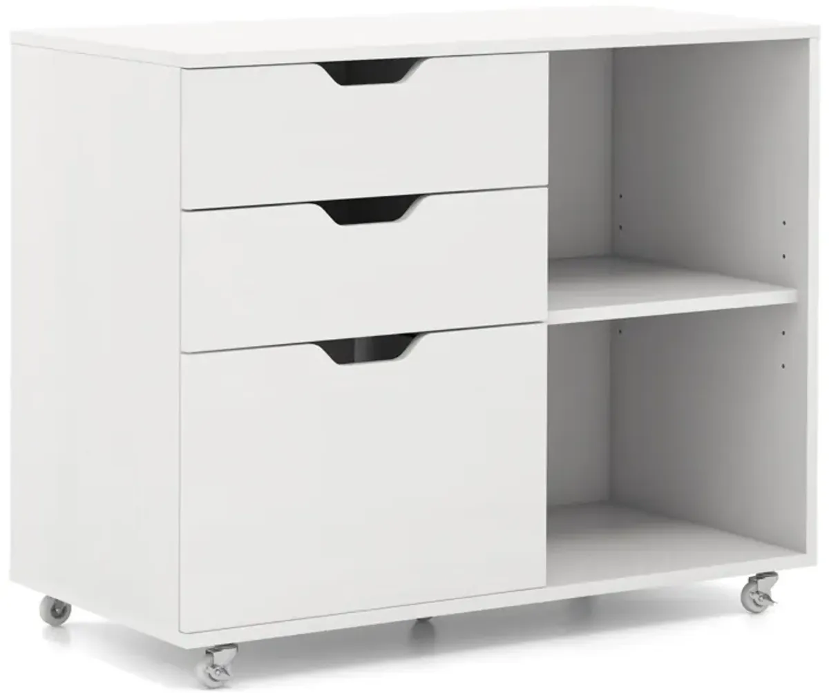 3-Drawer File Cabinet with Adjustable Shelf and Wheels for Letter