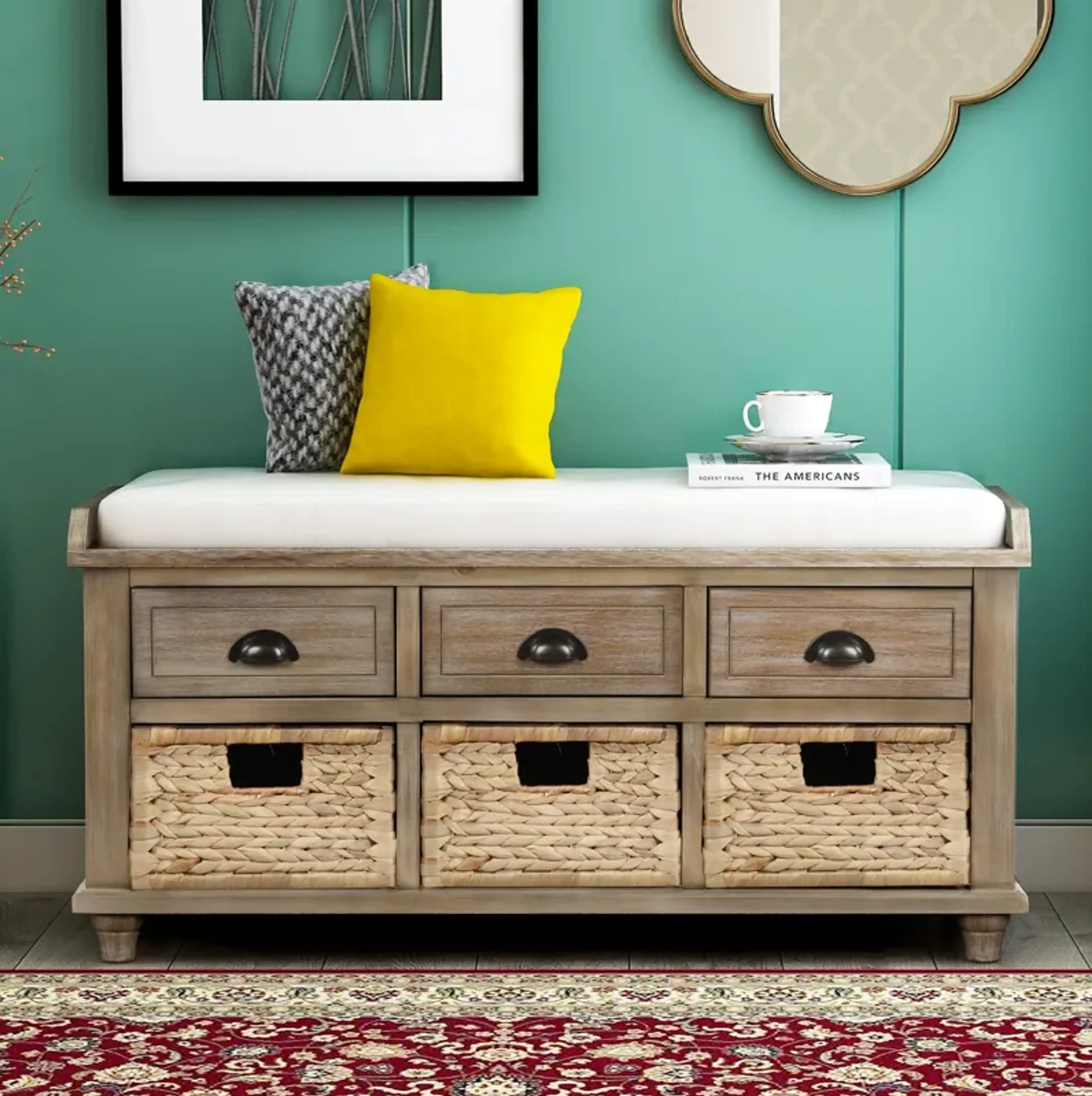 Merax Rustic Storage Bench Mathis Home | Furniture.com