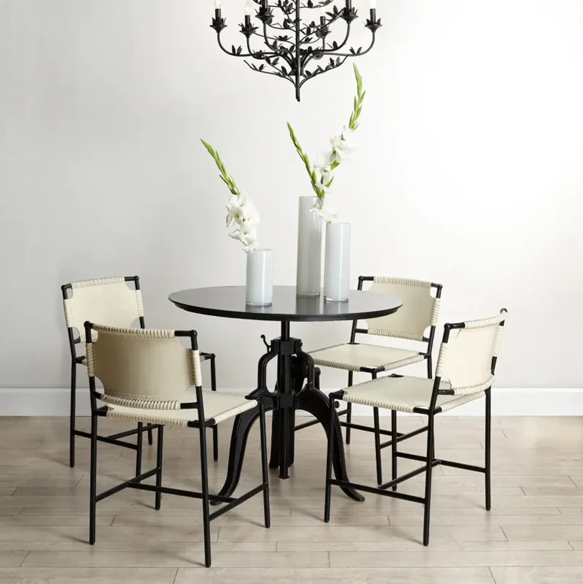 Asher Leather Dining Chair in White