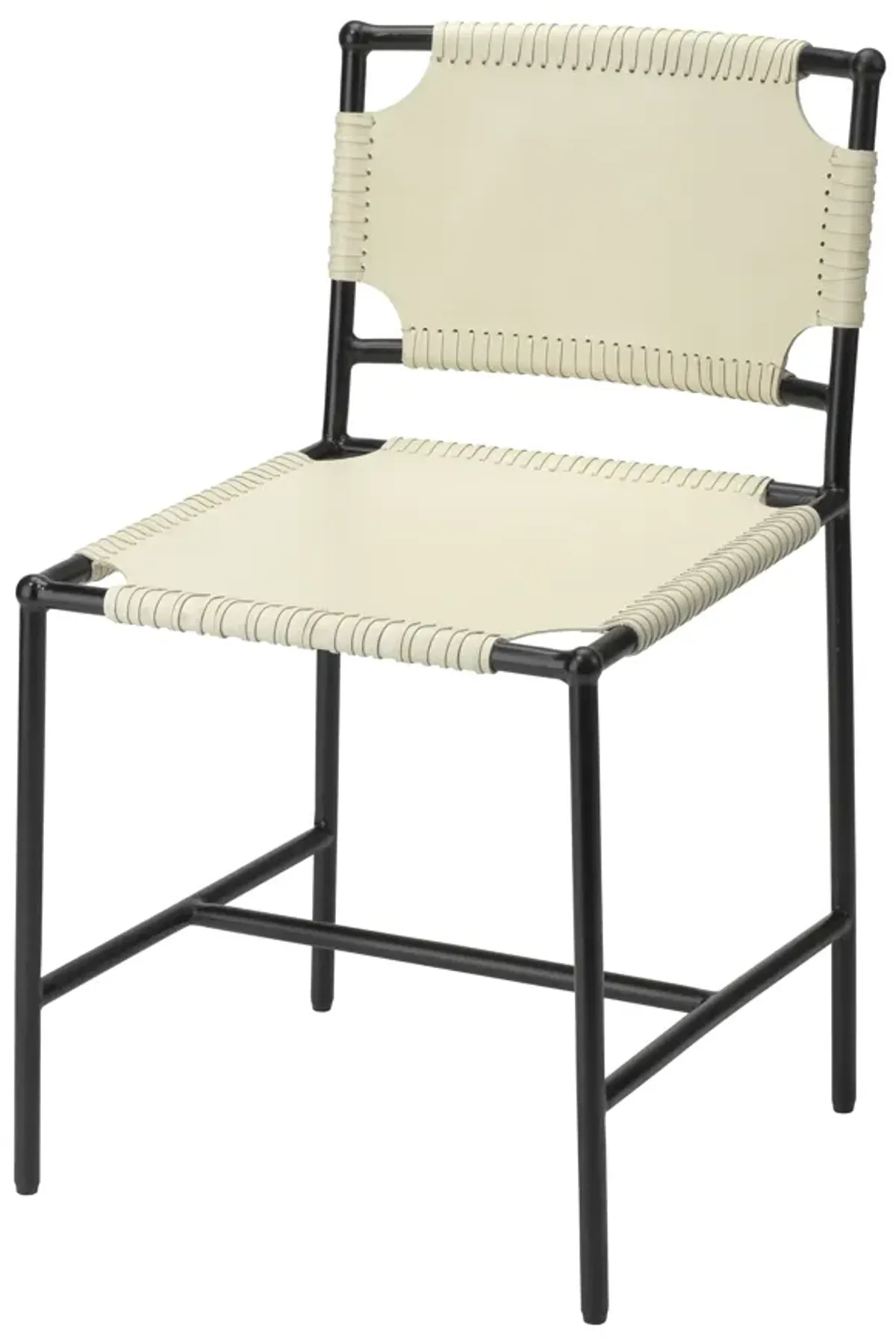 Asher Leather Dining Chair, White