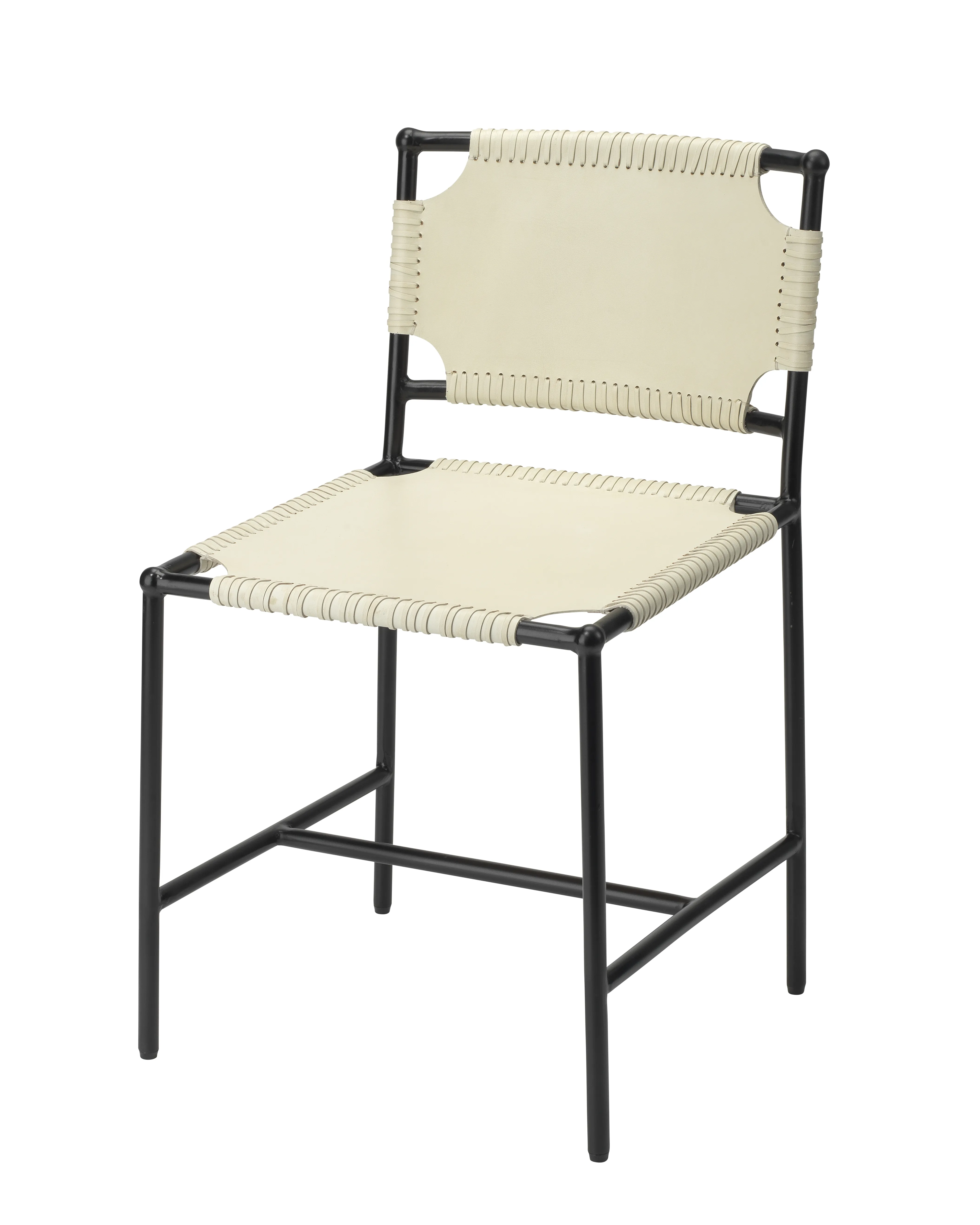 Asher Leather Dining Chair, White