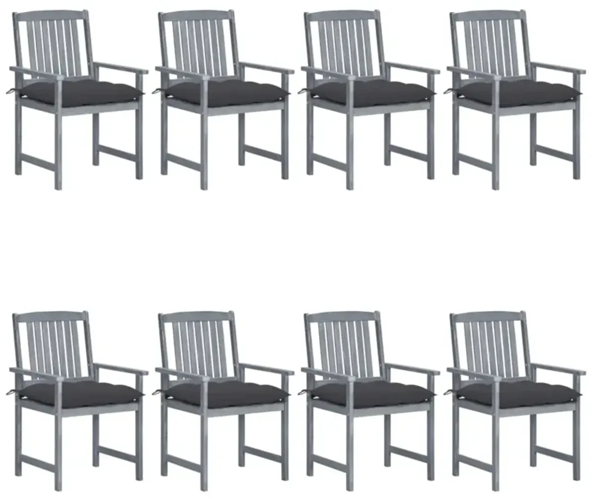 vidaXL Garden Chairs with Cushions 8 pcs Solid Acacia Wood Gray