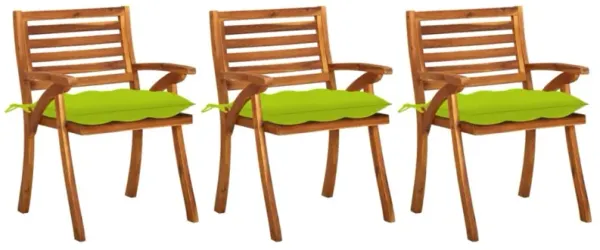 vidaXL Garden Dining Chairs with Cushions 3 pcs Solid Acacia Wood