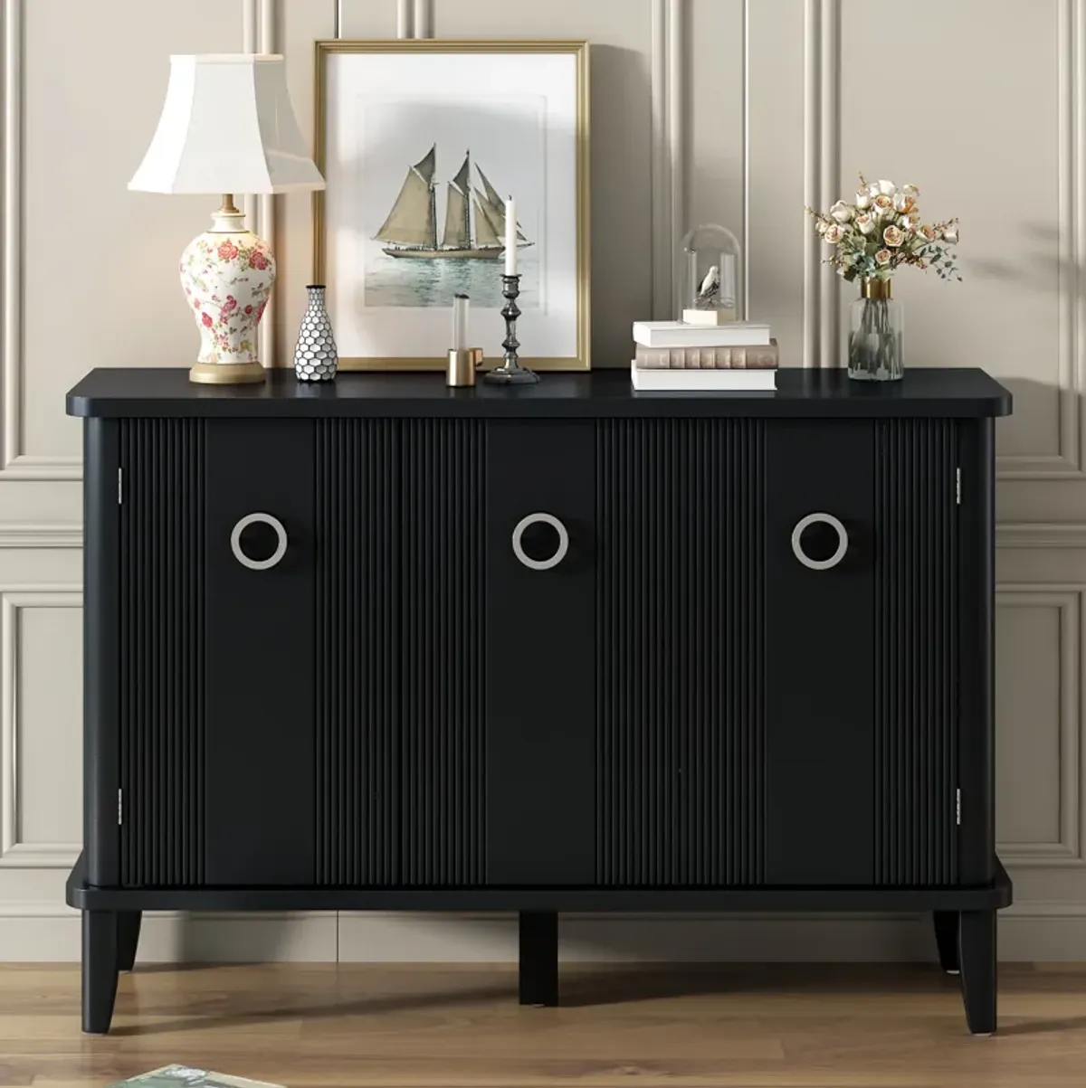 Merax Solid Wood Veneer Storage Cabinet