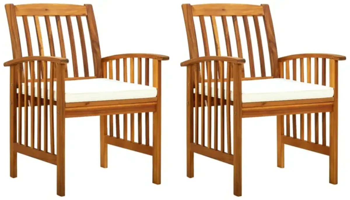 vidaXL Garden Dining Chairs 2 pcs with Cushions Solid Acacia Wood