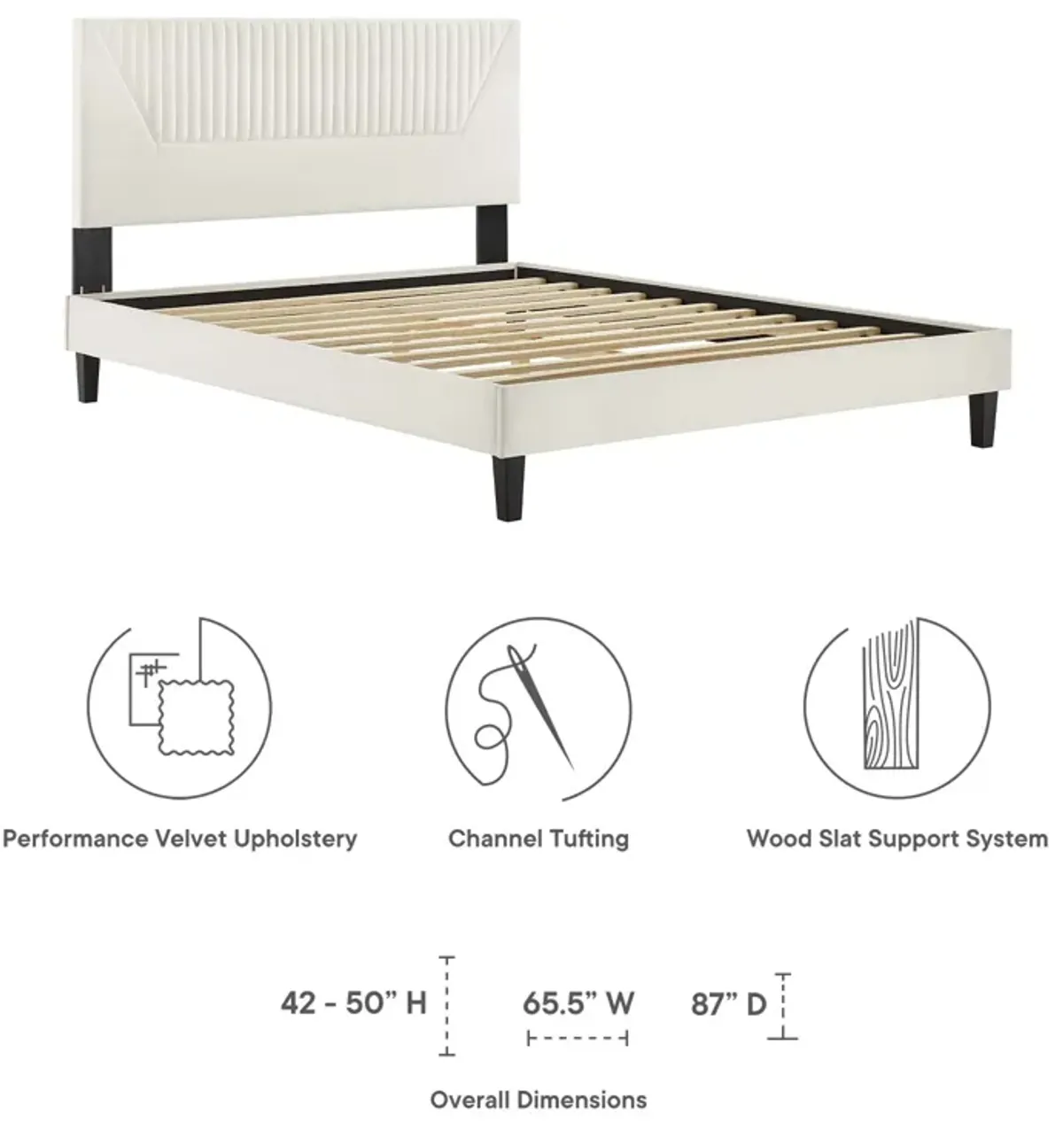 Modway - Yasmine Channel Tufted Performance Velvet Queen Platform Bed