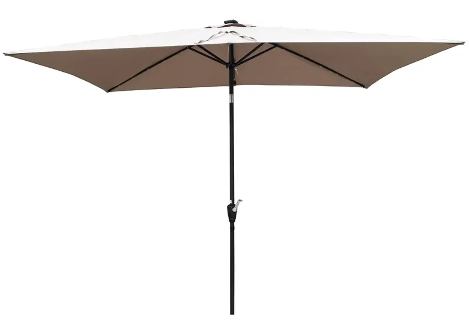 10 X 6.5FT Rectangular Patio Solar LED Lighted Outdoor Umbrellas With Crank And Push Button