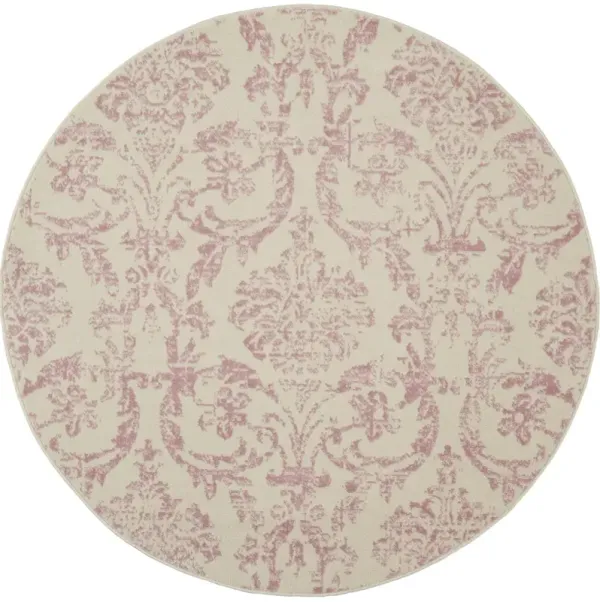 Jubilant JUB09 Ivory/Pink 5'3" x Round Rug