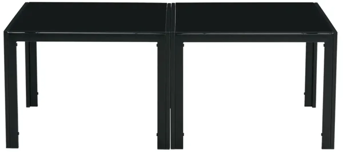 Coffee Table Set of 2, Square Modern Table with Tempered Glass Finish for Living Room