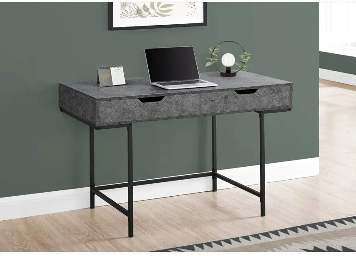 Monarch Specialties I 7559 Computer Desk, Home Office, Laptop, Storage Drawers, 48"L, Work, Metal, Laminate, Grey, Black, Contemporary, Modern