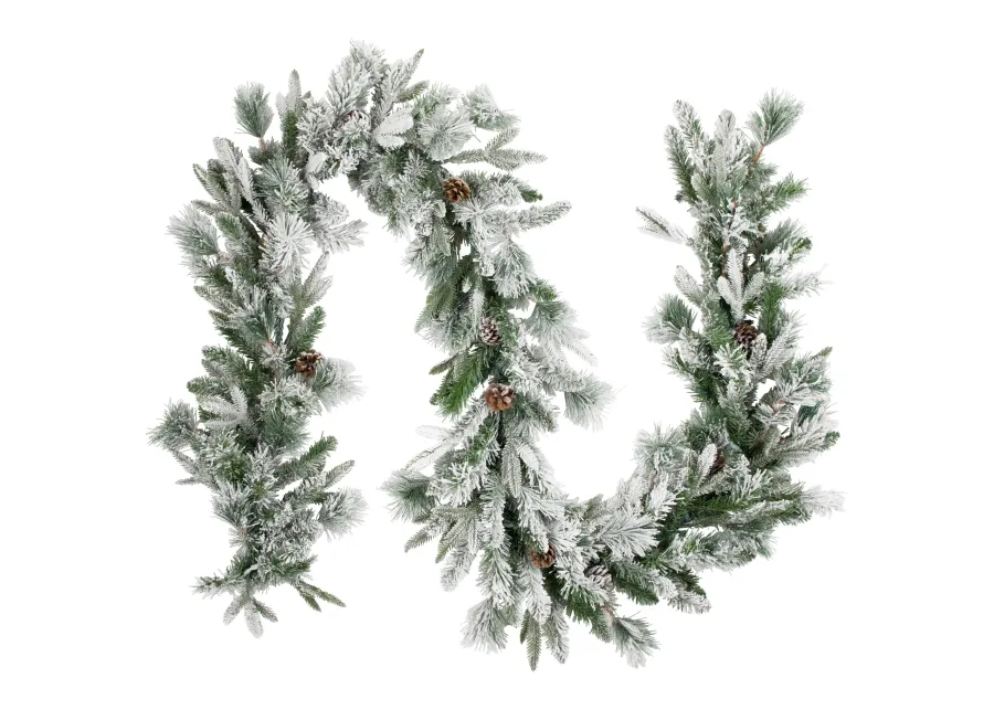 9' x 14" Flocked Rosemary Emerald Angel Pine Artificial Christmas Garland - Unlit