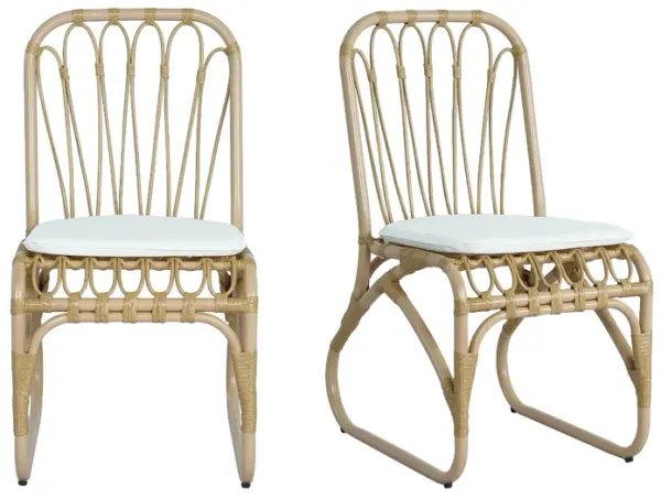 Merax Outdoor PE Wicker Dining Chairs with Washable Cushion Set of 2