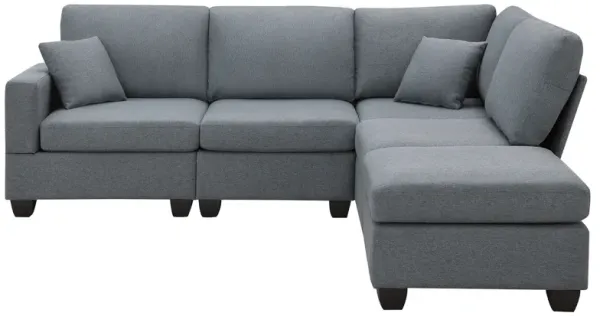 5-Seat Modern Sectional Sofa with Convertible Ottoman