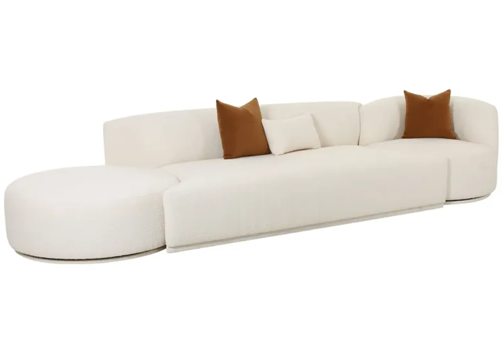 Fickle Cream Boucle 3-Piece Chaise Modular Sofa