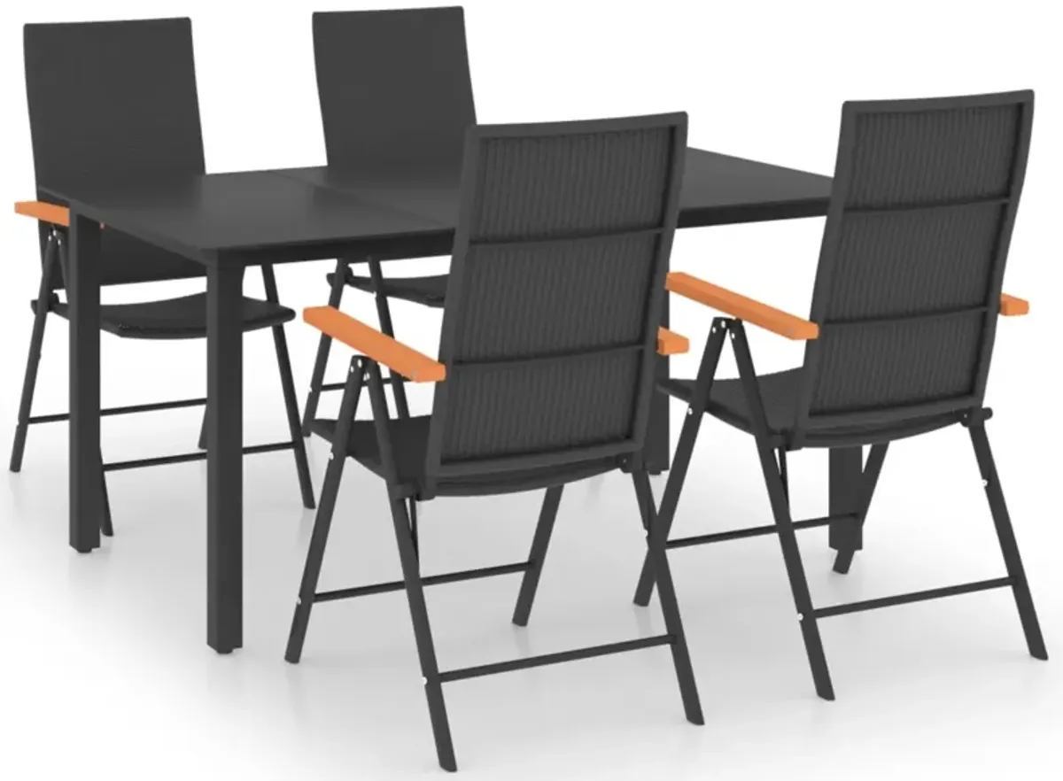 vidaXL 5 Piece Garden Dining Set Black and Brown