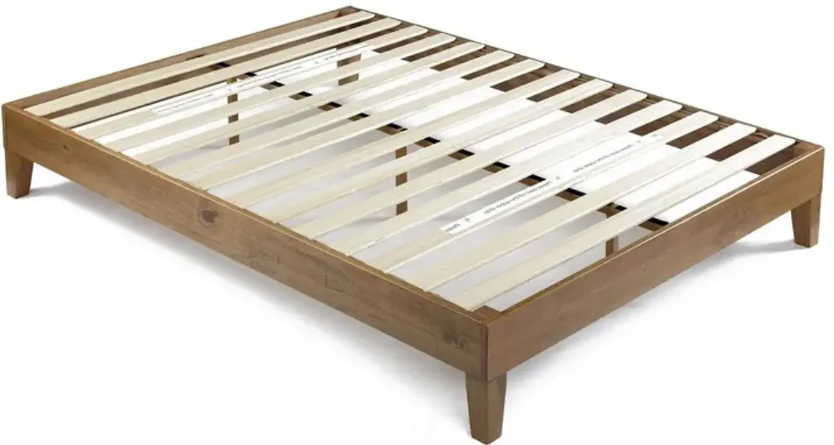 Hivvago Queen size Solid Wood Modern Platform Bed Frame in Rustic Pine Finish