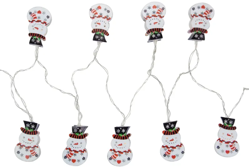 10ct Snowmen with Top Hats LED Christmas Lights - 4.5 ft Clear Wire