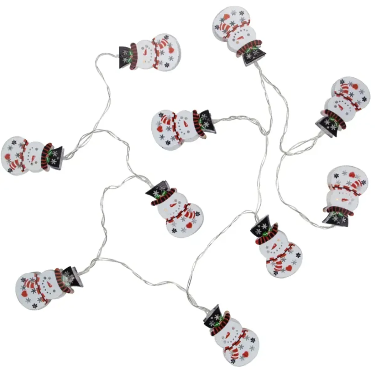 10ct Snowmen with Top Hats LED Christmas Lights - 4.5 ft Clear Wire