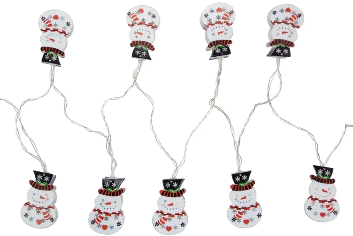 10ct Snowmen with Top Hats LED Christmas Lights - 4.5 ft Clear Wire