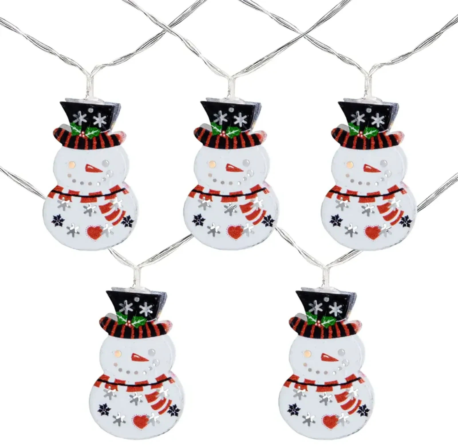 10ct Snowmen with Top Hats LED Christmas Lights - 4.5 ft Clear Wire