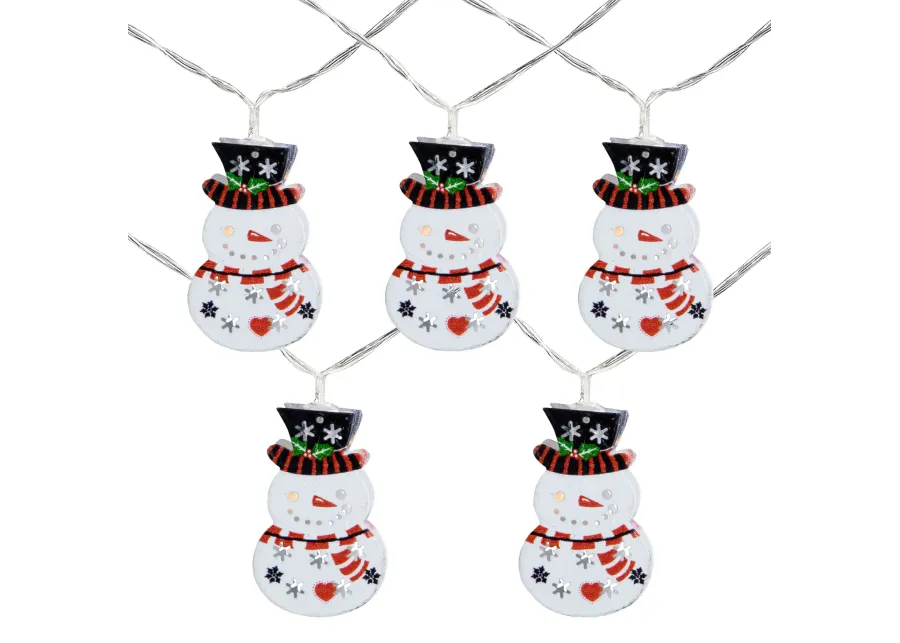 10ct Snowmen with Top Hats LED Christmas Lights - 4.5 ft Clear Wire