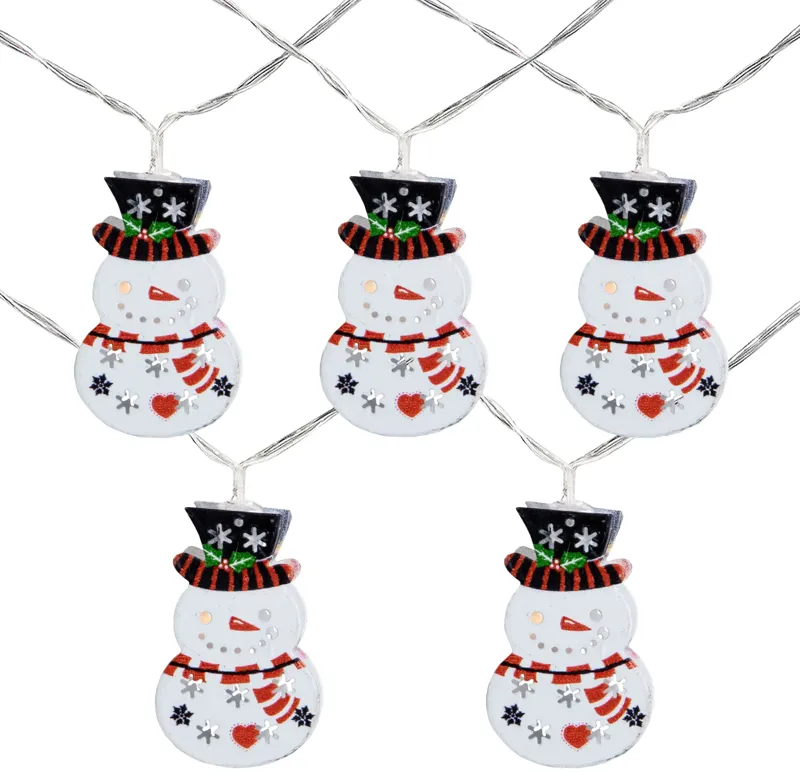 10ct Snowmen with Top Hats LED Christmas Lights - 4.5 ft Clear Wire