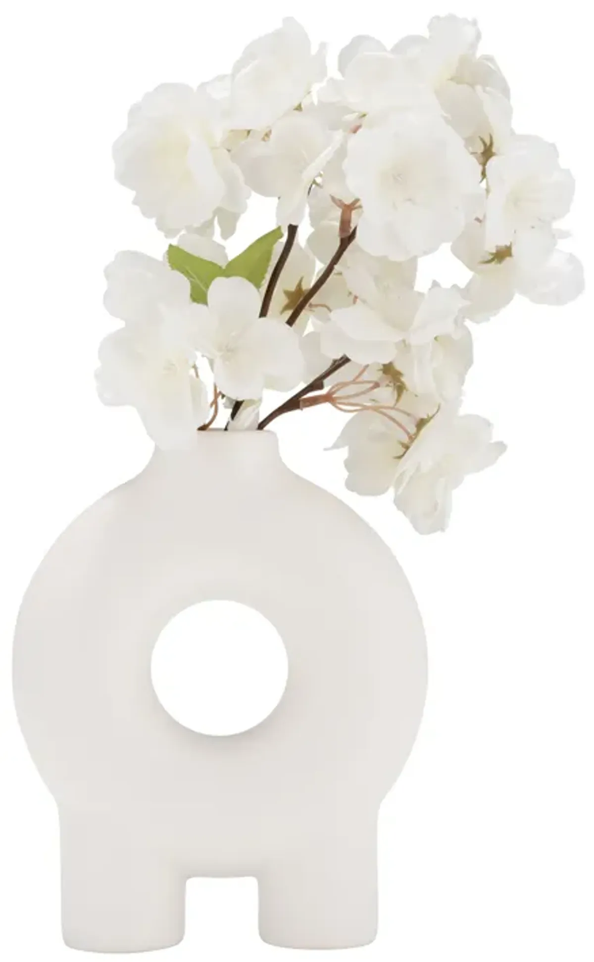 Cer,7",donut Footed Vase,white