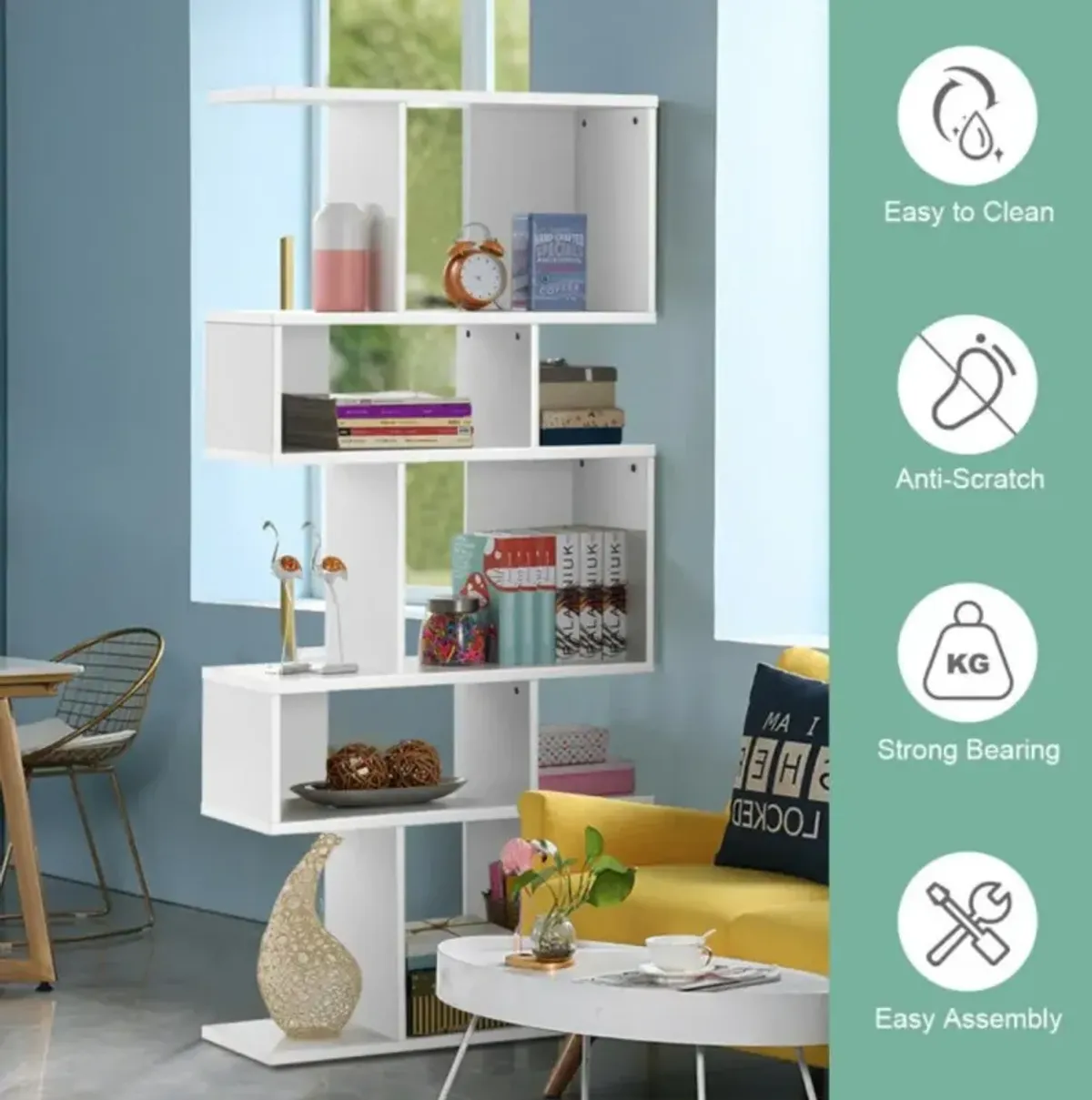 Hivvago 5 Cubes Ladder Shelf Corner Bookshelf Display Rack Bookcase