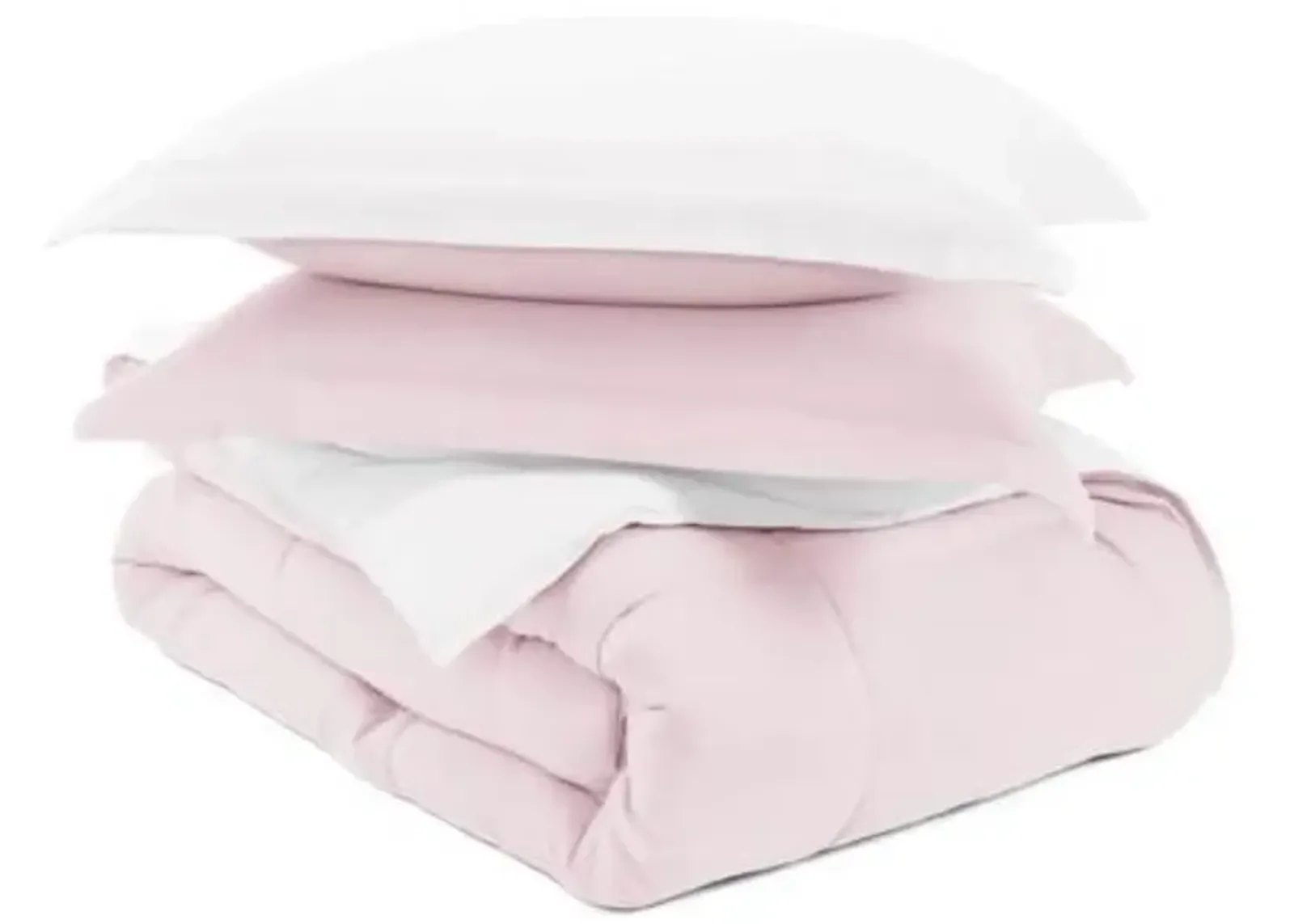 Hivvago Twin/Twin XL 2 Piece Microfiber Reversible Comforter Set Blush Pink and White