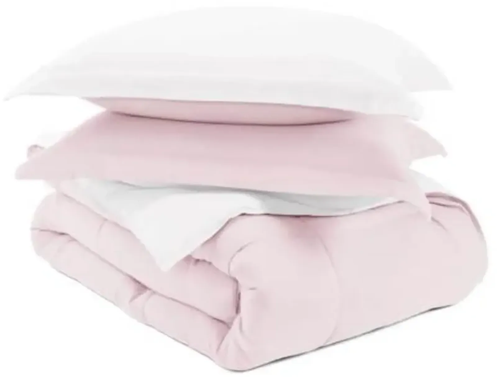 Hivvago Twin/Twin XL 2 Piece Microfiber Reversible Comforter Set Blush Pink and White