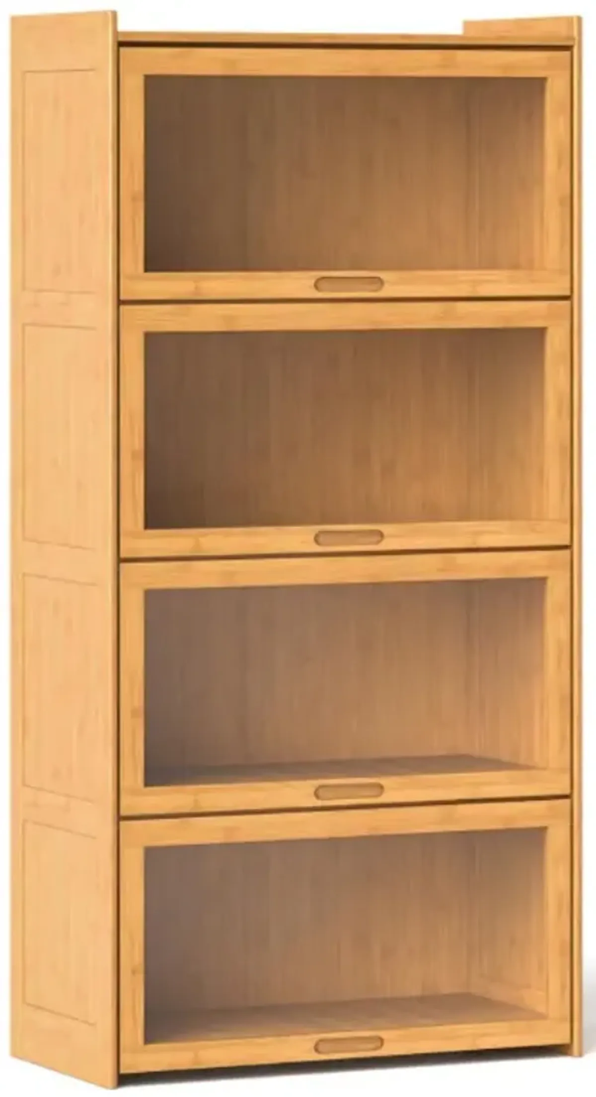 Hivvago 4-Tier Bamboo Bookcase with Doors for Study Room Living Room