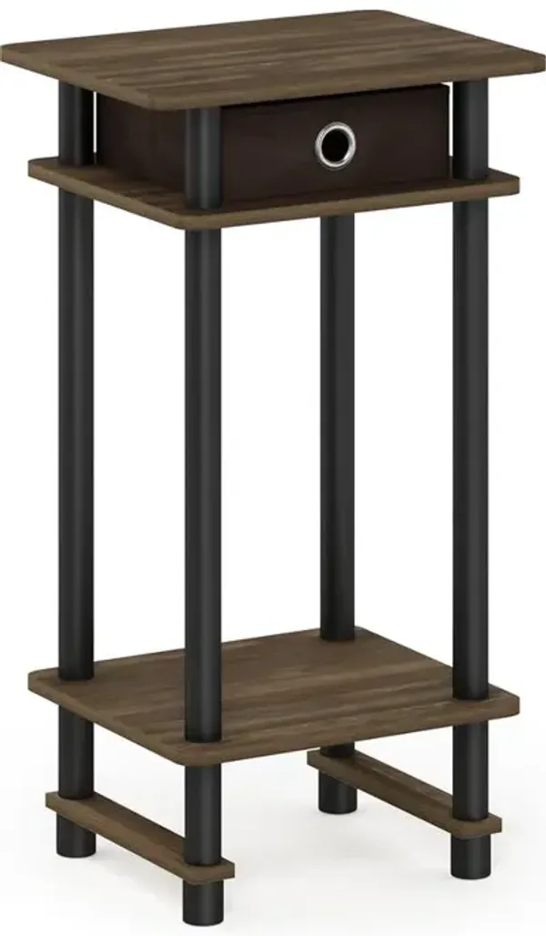 Furinno Turn-N-Tube Tall End Table with Bin, Columbia Walnut/Black/Dark Brown