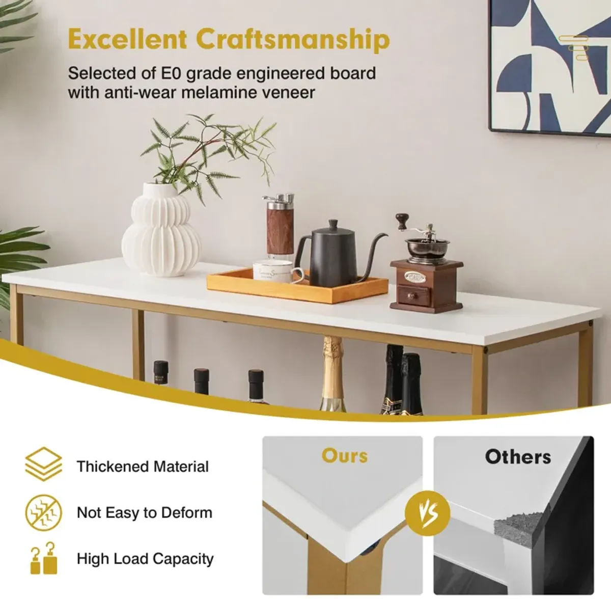 Modern Kitchen Buffet Sideboard with 3 Compartments