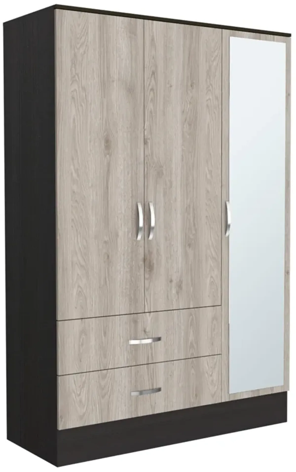 Mirrored Armoire Draggo, Bedroom, Black / Light Gray